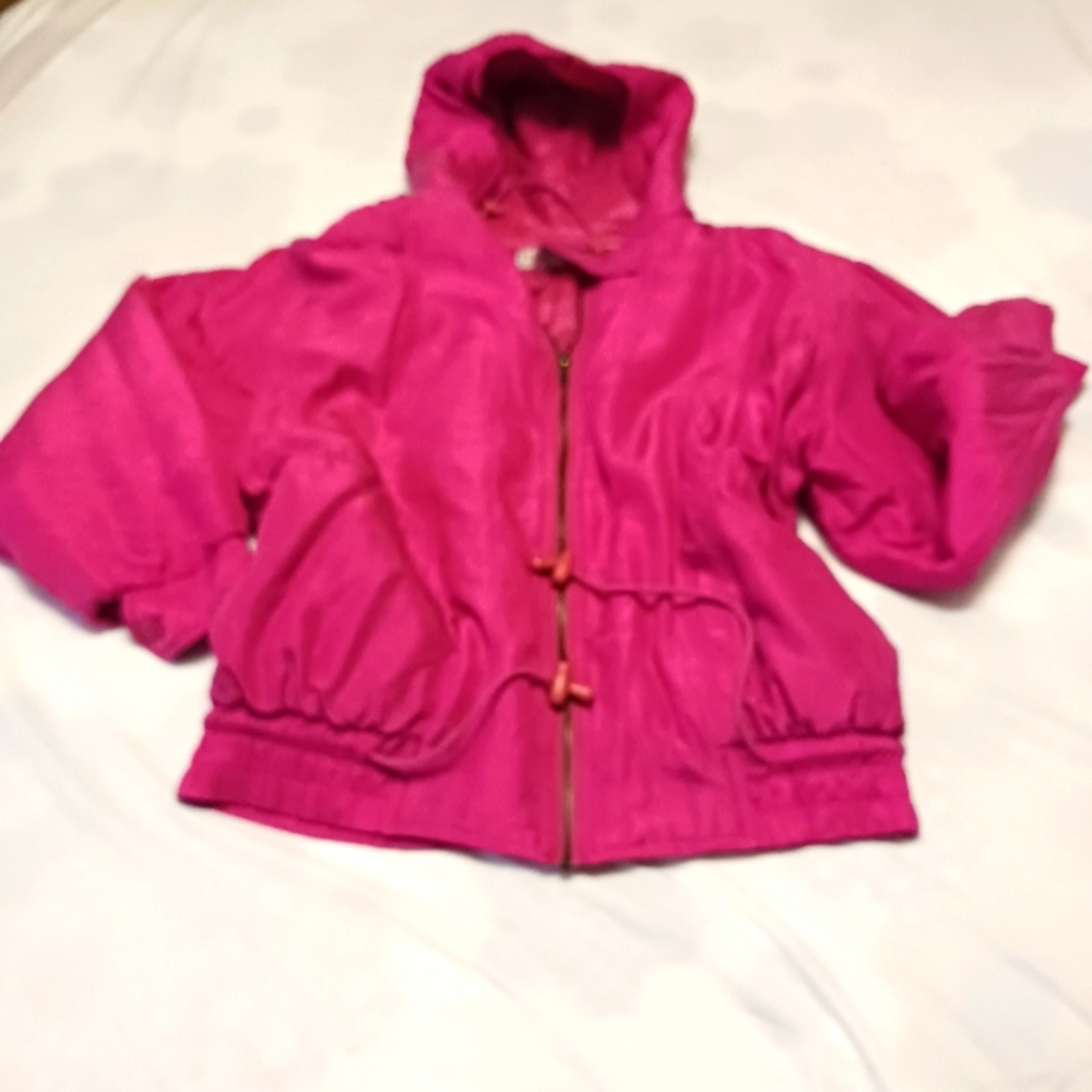 Paolo Gucci Vintage Silk Pink Puffer Jacket Size M Quilted Design Hoodie Zip
